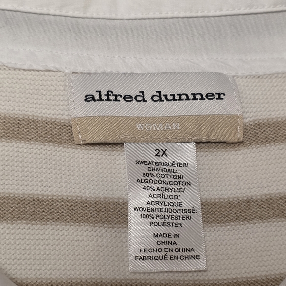Alfred Dunner Striped Sweater With Faux Shirt Women’s Plus Size 2X - Picture 5 of 14